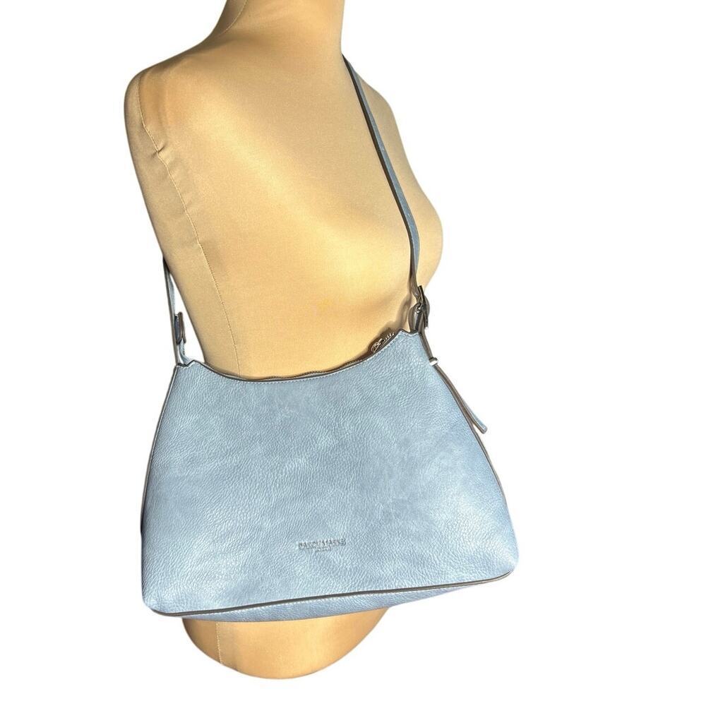 Darcy Marks London Vegan Leather light blue hobo crossover bag boho chic